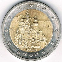 Welches Schloss ziert die deutsche 2-Euro-Gedenkmünze, die dem Bundesland Bayern gewidmet ist?